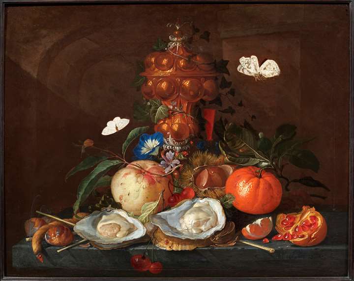 Still Life with Oysters, Butterflies, Flowers and Fruits